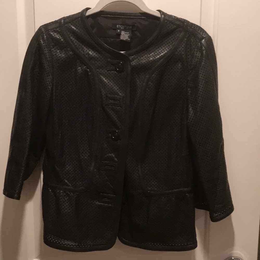 Perforated black leather jack